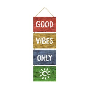 Placa Decorativa Mdf Corda P Pendurar Frase Good Vibes Only