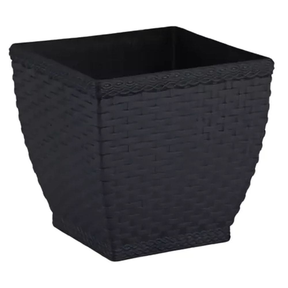 Vaso Rattan M3 Quadrado (0,35L) Cor Preto INJEPLASTEC