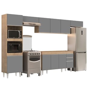 Armário de Cozinha Modulada 5 Peças CP13 Balcão Castanho/Cinza - Lumil