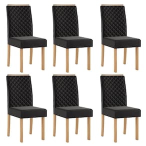 Kit  6 Cadeiras com Espaldar para Sala de Jantar Elegance Mel/Preto