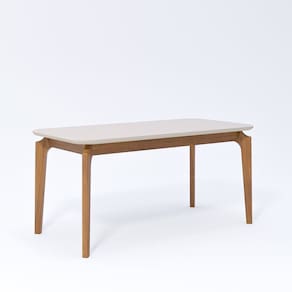 Mesa Ficus 77cm x 80cm x 160cm Tampo em MDF Madeira/Off White