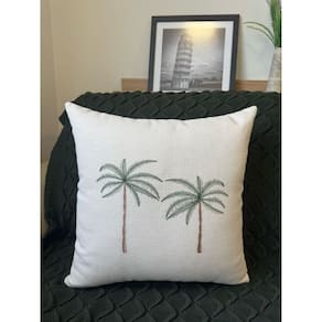 Almofada Linho Estampa Coqueiro 45x45cm Bege