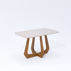 Mesa Bromélia 78cm x 80cm x 130cm Tampo em MDF Madeira/Off White