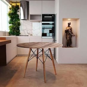 Mesa Eiffel  110cm Redonda Cozinha Madeira MDF TX Freijó