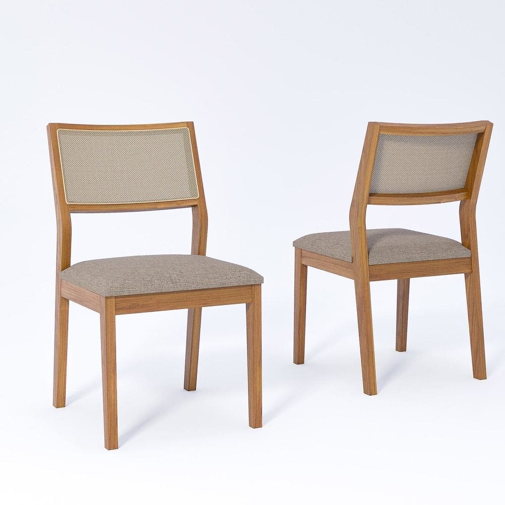 Jogo com 2 Cadeiras de Jantar Oiti 52,5cm x 47cm x 86cm Madeira/Bege