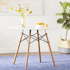 Mesa Jantar Eiffel 110 Redonda Cozinha Madeira MDF TX Branco