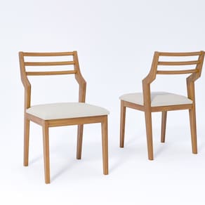 Kit com 2 Cadeiras de Jantar Damasco Madeira/ Cru