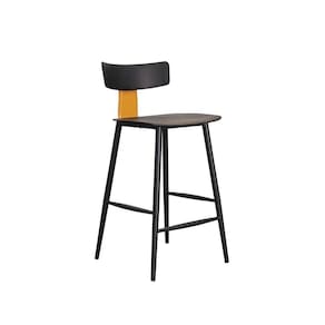 Banqueta de Cozinha Analu Baixa Assento 65cm e Encosto em PP e Estrutura em Aço Preto e Marrom Camel