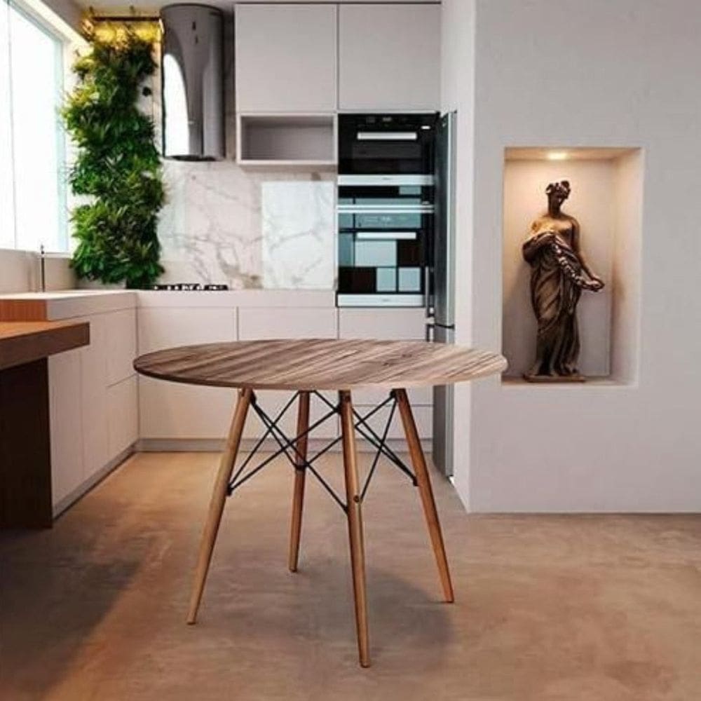 Mesa de Jantar Eiffel 120cm Redonda Cozinha MDF TX Freijó