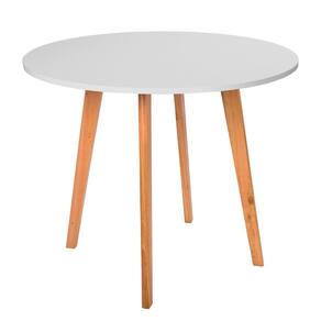 Mesa Wood 90cm Madeira Mdf Tx Redonda Cozinha Branco
