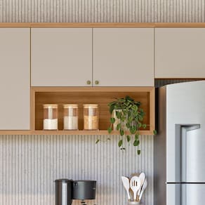 Armário Aereo Duplo para Cozinha 80cm Selene Jequitibá/Off White Fosco