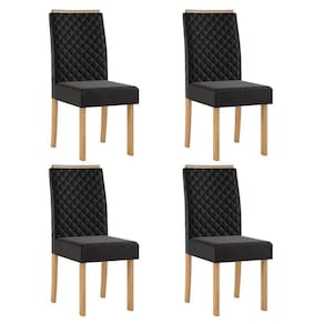 Kit 4 Cadeiras com Espaldar para Sala de Jantar Elegance Mel/Preto