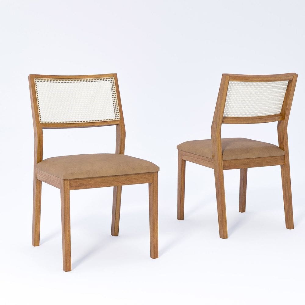 Jogo com 2 Cadeiras de Jantar Bella Madeira/Kaki