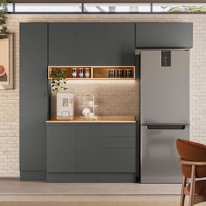 Cozinha 4 Peças 7 Portas 3 Gavetas Fecho Toque Cinza