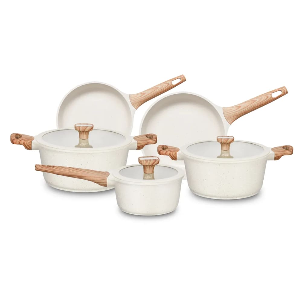 Conjunto de Panelas Branco Antiaderente MTA 5 Peças Titanium