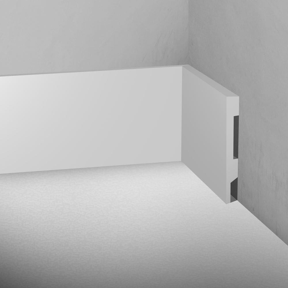 Rodapé Poliestireno 15cm Liso Branco 1m RM Decor