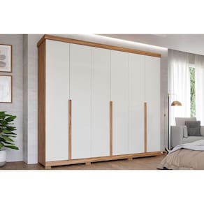 Guarda Roupa Casal 6 Portas e 6 Gavetas c/ Pés Guarapari Cinamomo/Off White - Panan