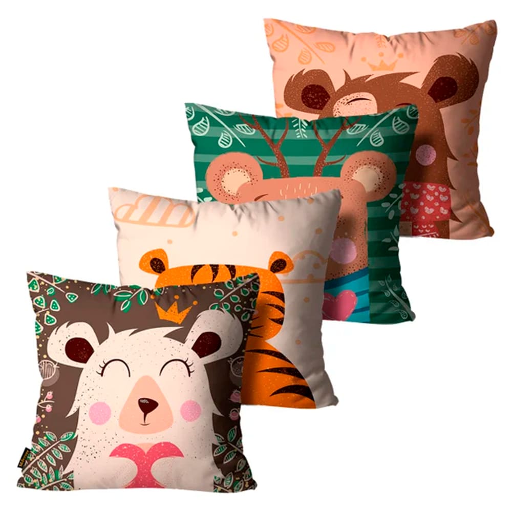 Kit com 4 Capas de Almofadas Mdecore Infantil 45x45