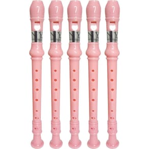 Kit 5 Flautas Doce Germânica Rosa Claro FL 20G New York