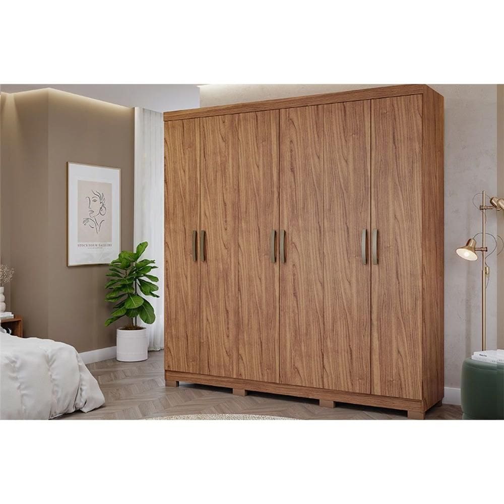 Guarda Roupa Casal 6 Portas e 3 Gavetas Clara Cinamomo - Panan