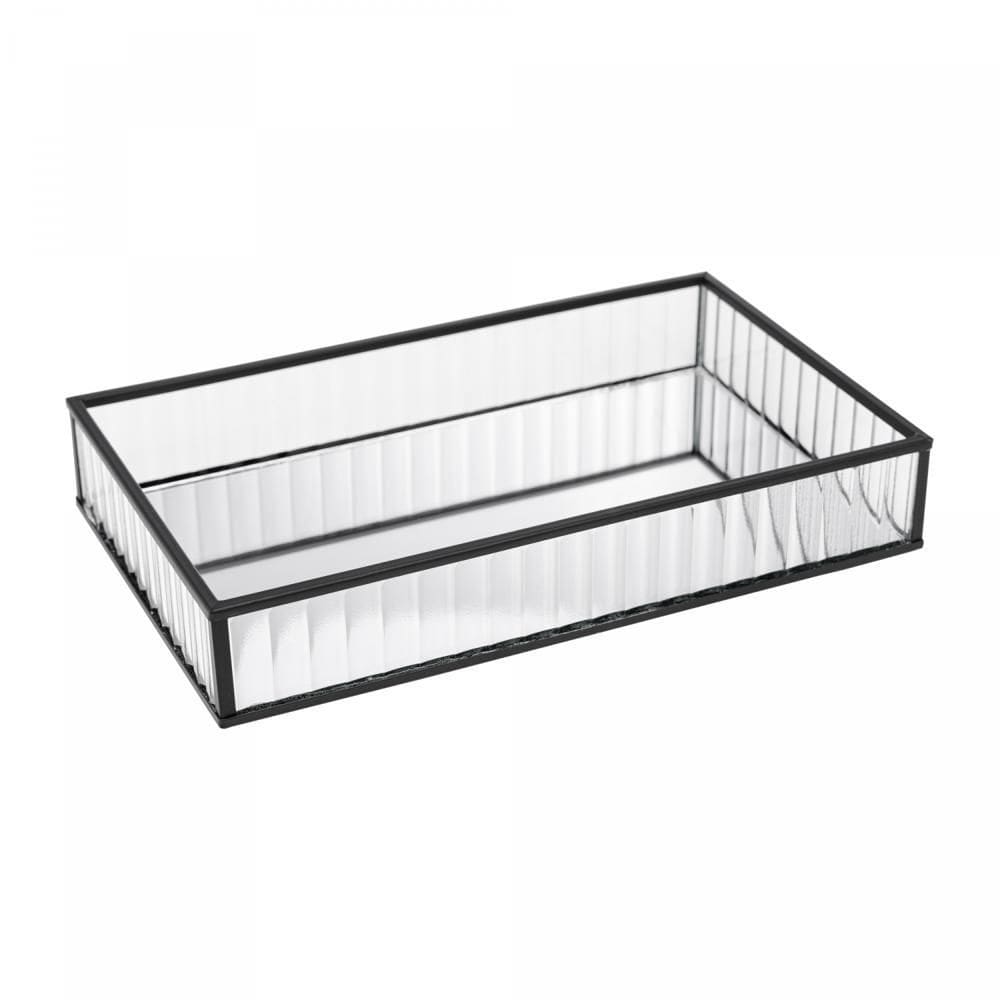 Bandeja de Metal com Espelho Preta 15cm x 25cm x 4cm - Lyor