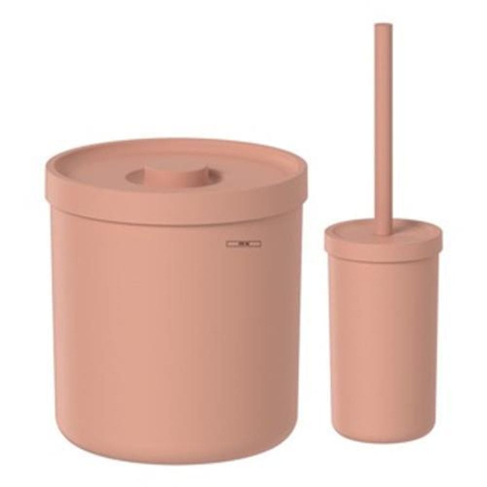 Kit Lixeira De Banheiro 6 Litros + Escova Sanitária Laranja
