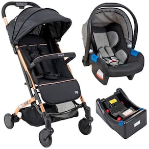 Carrinho Zap Preto Cobre Com Bebê Conforto Touring X E Base