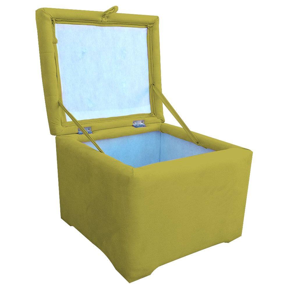 Puff Baú Porta Suitte Objetos 45x45x45cm Amarelo
