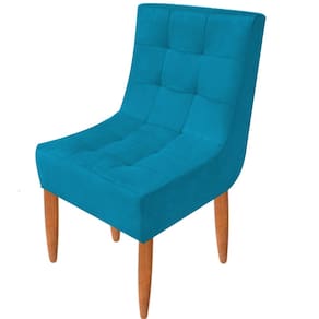 Conjunto 2 Cadeiras Estofadas Sala De Jantar Camily Suede Turquesa