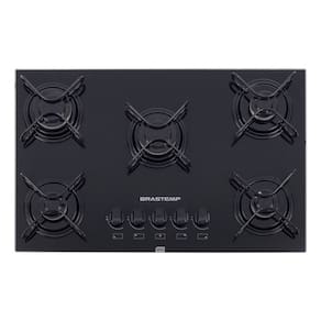Cooktop A Gas Vidro Preto 5 Bocas 73x46cm - Brastemp