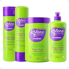 Kit Kolene Curvaturas Nutrição e Ultradefinição: Shampoo, Condicionador 300ml, Creme de Tratamento e Gel Creme 500g