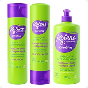Kit Kolene Curvaturas Nutrição e Ultradefinição: Shampoo, Condicionador 300ml e Gel Creme 500g