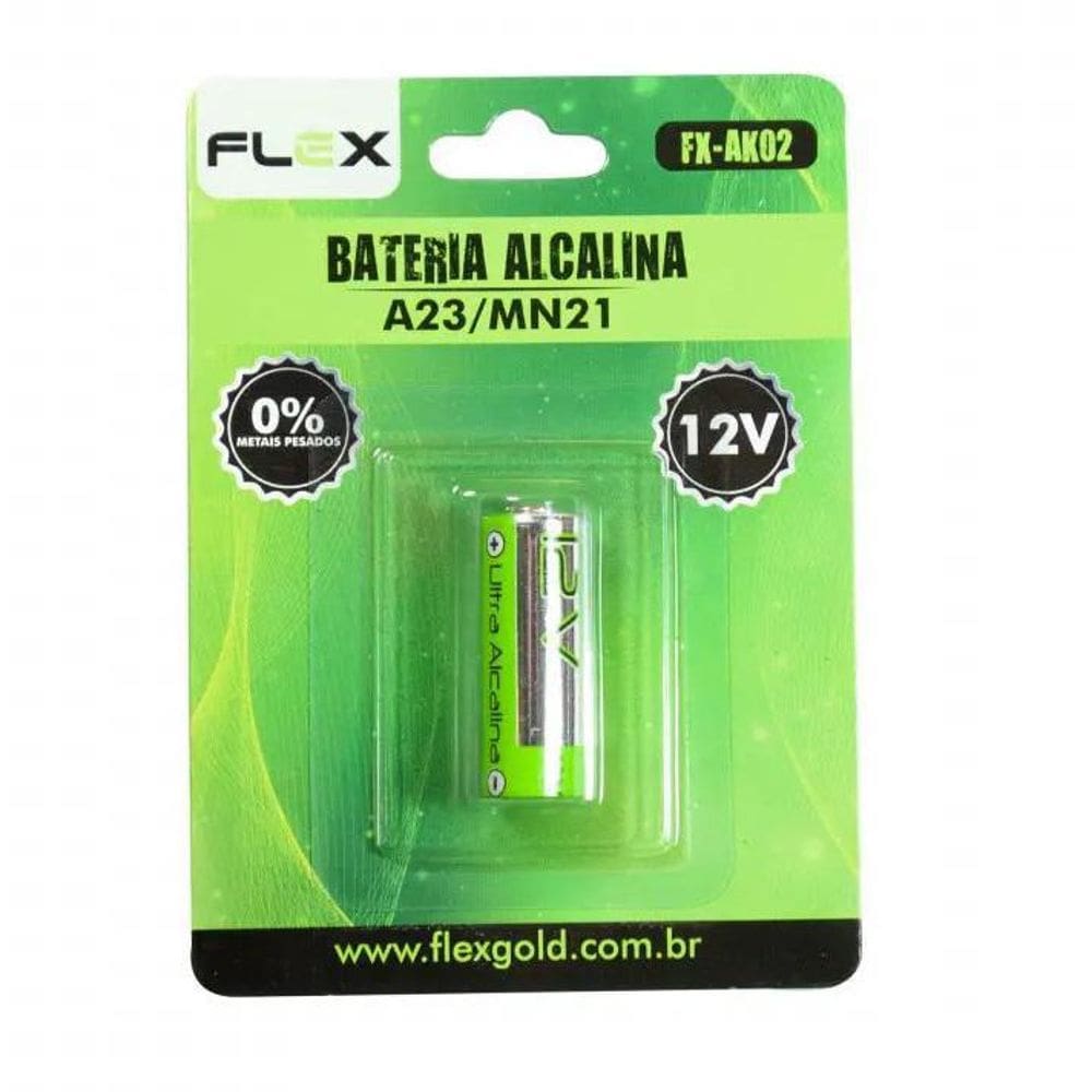 Bateria Alcalina Flex Cartela Com 1 Unidade 23A -12V Fx-Ak02
