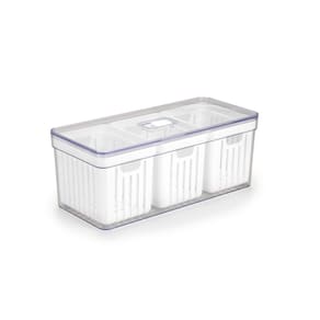 Organizador Geladeira Elegance 6,8L c/ 3 Cestos Escorredores Divisória para Alimentos Frutas e Vegetais