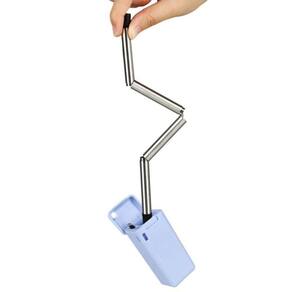 Canudo Dobrável Reutilizável Ecológico Chaveiro Azul Celeste