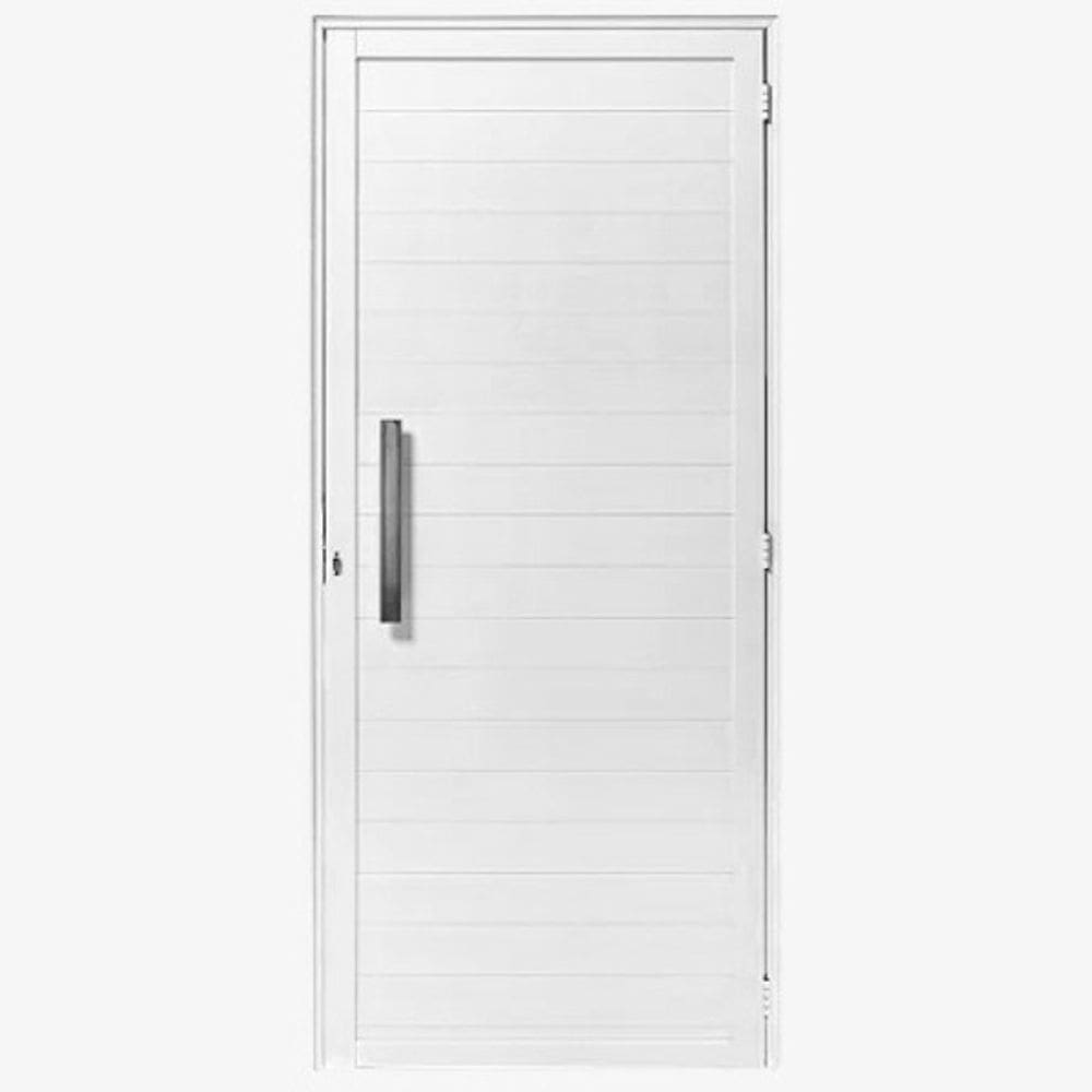 Porta Lambril 2,10x70 lado ESQUERDO L-25 no alumínio branco c/puxador redondo