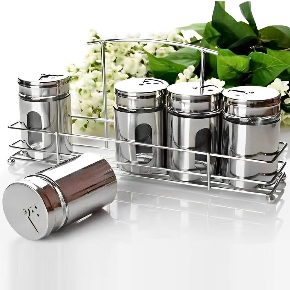 Porta Condimento Top Chef em Inox 6 Peças