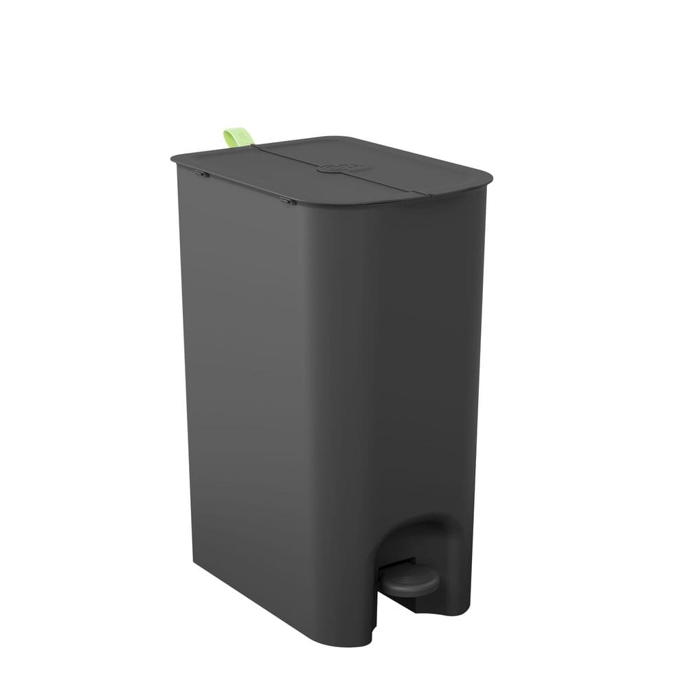 Lixeira Borboleta com Pedal 20L Coza, Preta com alça Verde Matcha