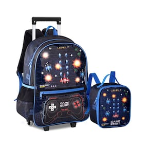 Kit Mochila Rodas Gamer e Lancheira Térmica Infantil Escolar