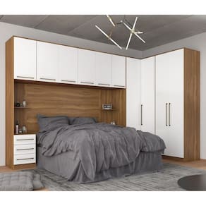 Guarda Roupa Dormitório Modulado Irlanda Casal/Queen Canto - Amêndola Touch e Branco - Roupeiro Demobile CE