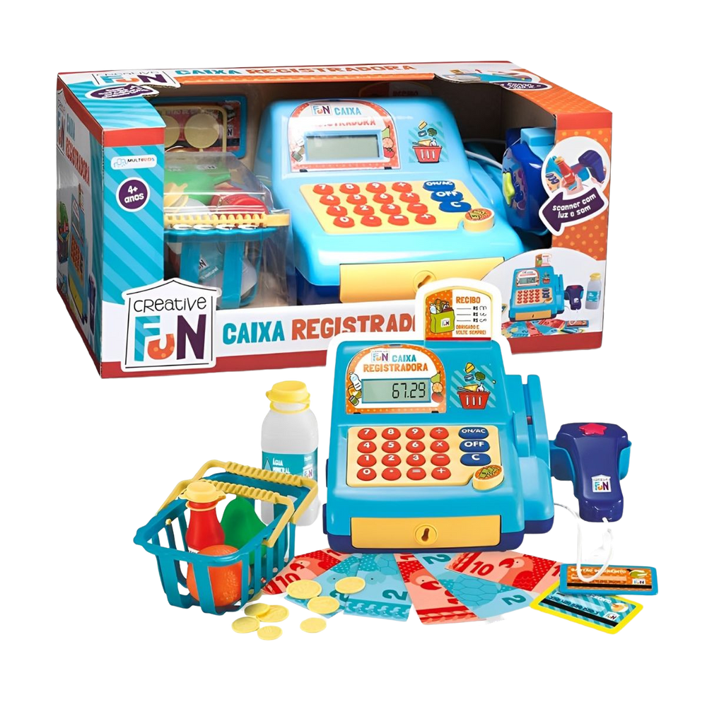 Caixa Registradora Azul Com Acessórios Luz e Som Creative Fun - Multikids