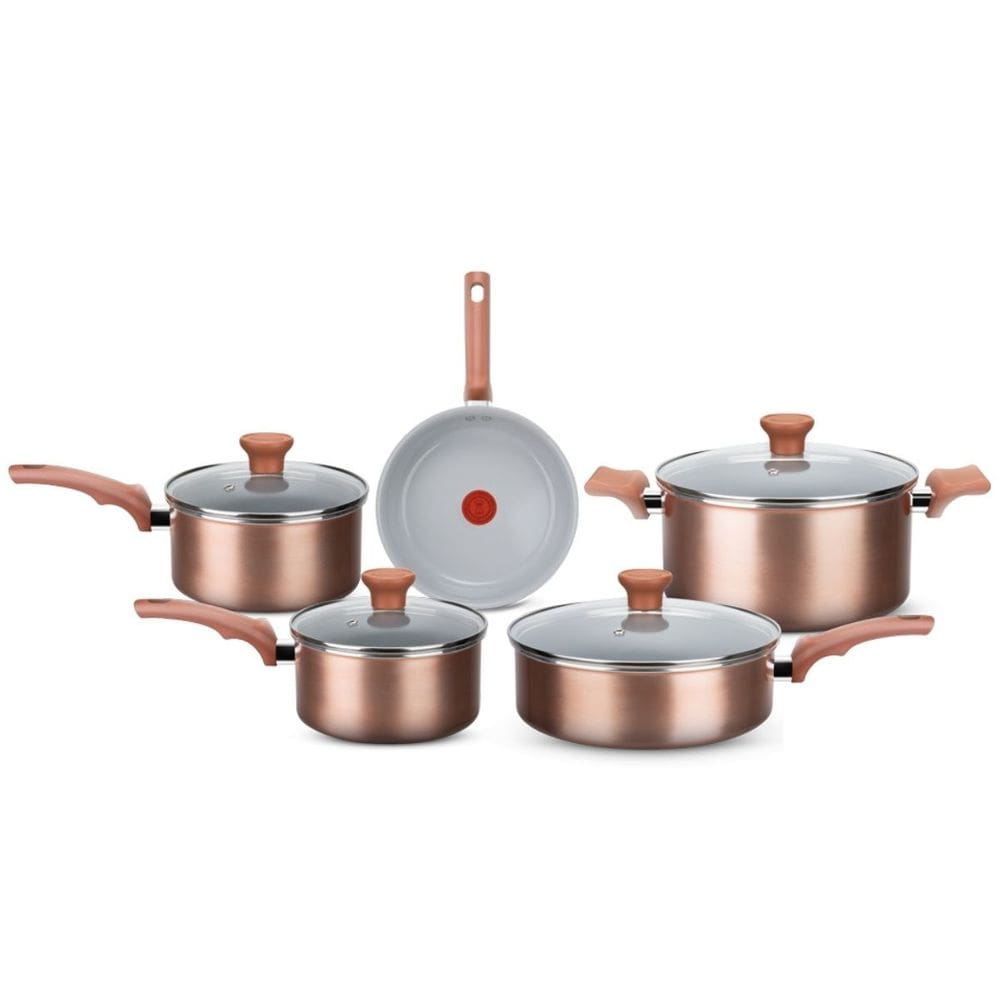 Jogo de Panelas Rochedo Rose Gold Antiaderente Indução 5 Peças