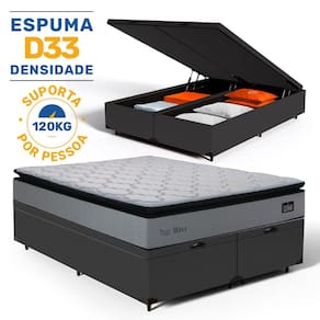 Cama Box Baú com Colchão de Espuma D33 Pillow Top Maxx Queen 158cm