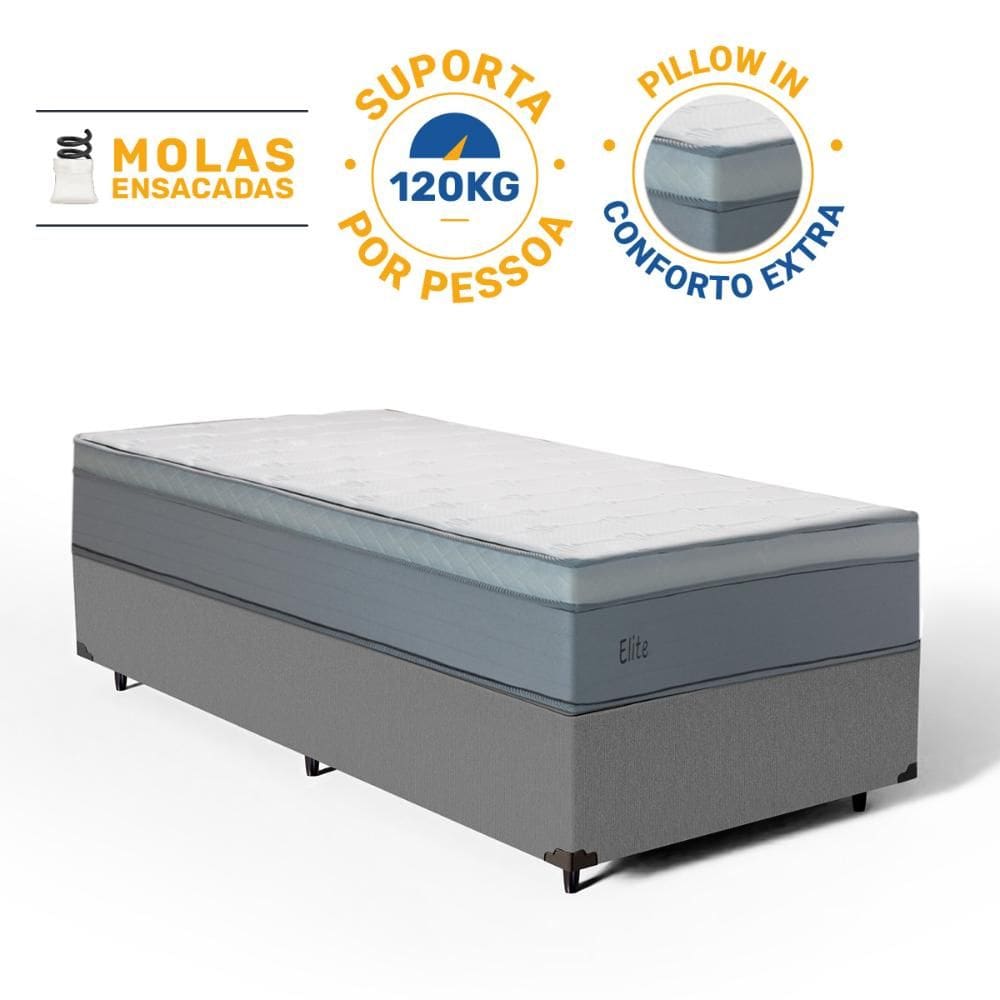 Cama Box com Colchão de Molas Ensacadas Pillow In Elite Solteiro 88cm