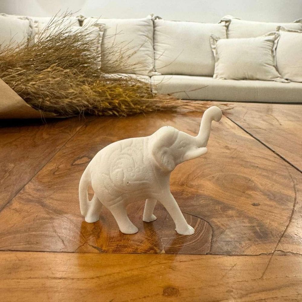 Escultura Elefante Indiano De Pó De Mármore 8.5Cm