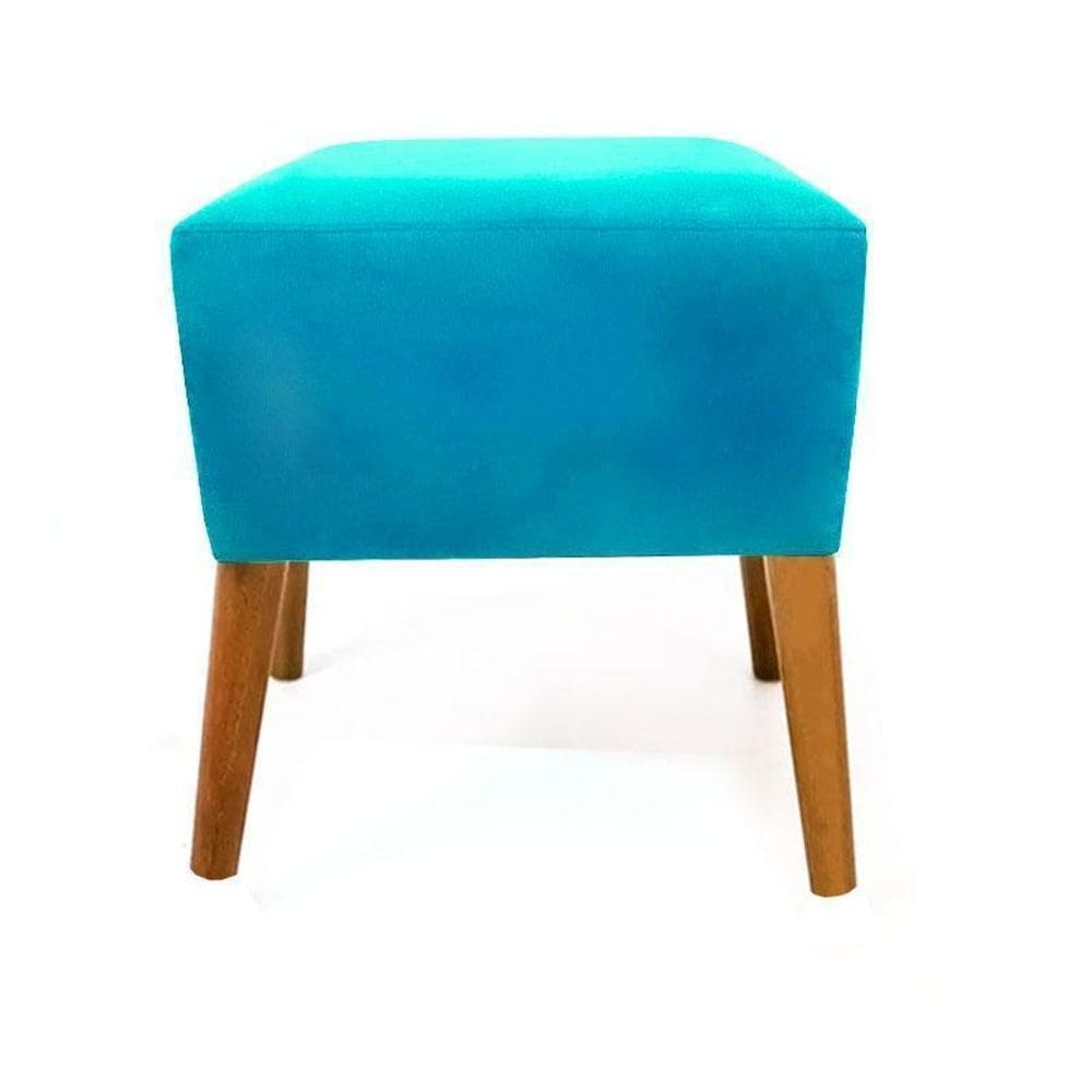 Puf Puff Suede Quadrado Marrocos Pés Palito Puff Azul Tifany