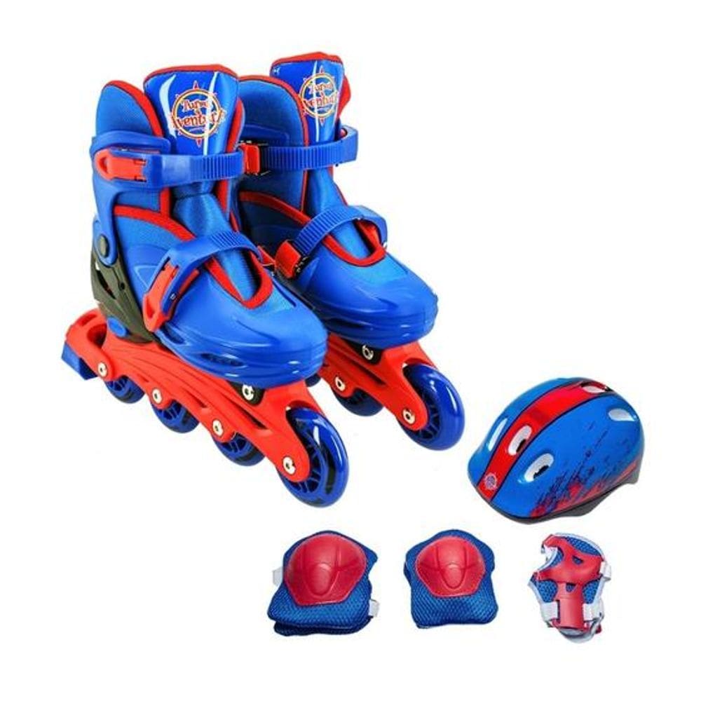 Patins Infantil 2 Em 1 Inline ou Quad + Kit Proteção Completo Tamanho 30-33 Unitoys
