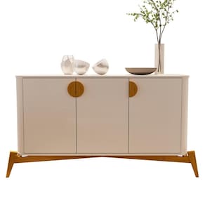 Buffet Buriti Puxador Pé Madeira Maciça Off White JB Bechara