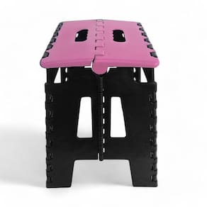 Banqueta Dobrável Multiuso Rosa Até 100Kg Plástico