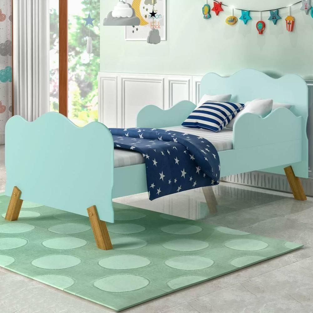 Mini Cama Infantil com Proteção Lateral Menta